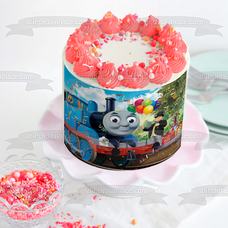 Thomas & Friends Thomas the Tank Engine Sir Topham Hatt Birthday Balloons Gifts Edible Cake Topper Image ABPID09090