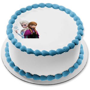 Disney Frozen Anna Elsa Snowflakes Edible Cake Topper Image ABPID08983