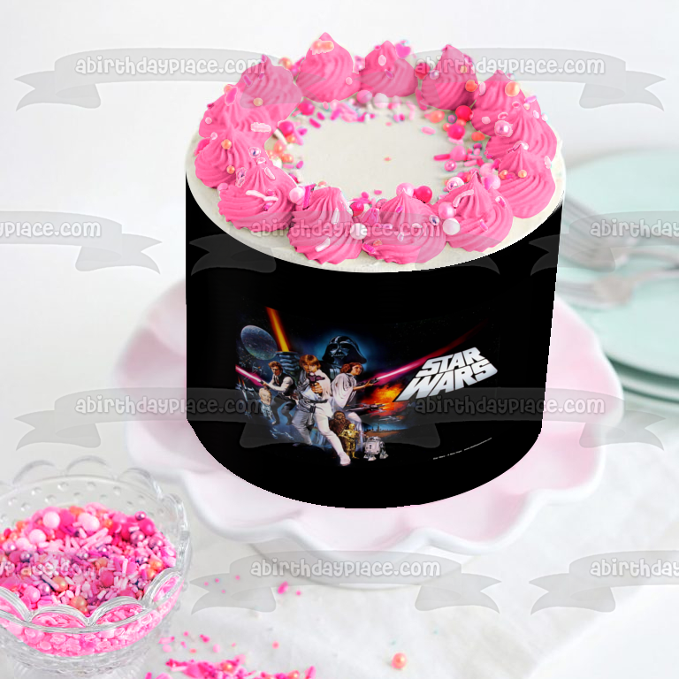 Star Wars Darth Vader Luke Skywalker Han Solo R2-D2 Edible Cake Topper Image ABPID09103