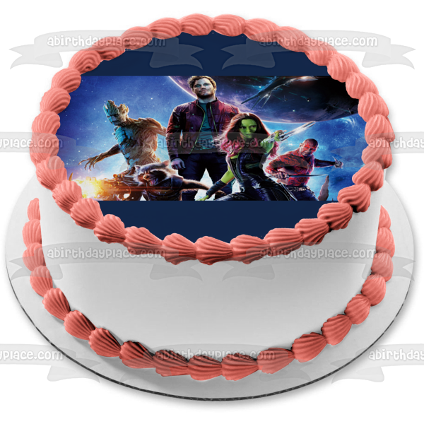 Guardians of Galaxy Gamora Star-Lord Nebula Edible Cake Topper Image ABPID08995