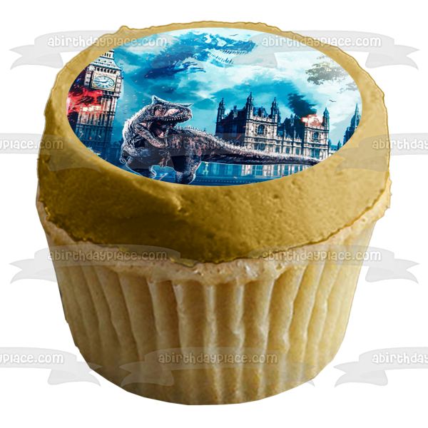 Jurassic World Dominion Dinosaurs Rule the Earth T-Rex Edible Cake Topper Image ABPID55530