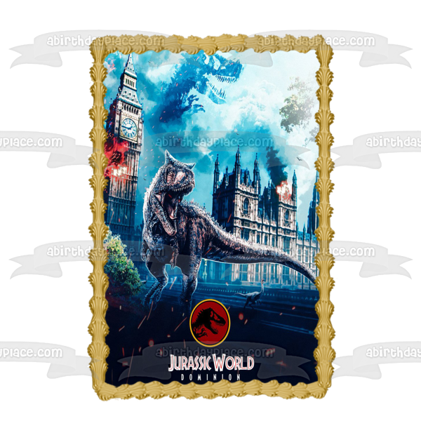 Jurassic World Dominion Dinosaurs Rule the Earth T-Rex Edible Cake Topper Image ABPID55530