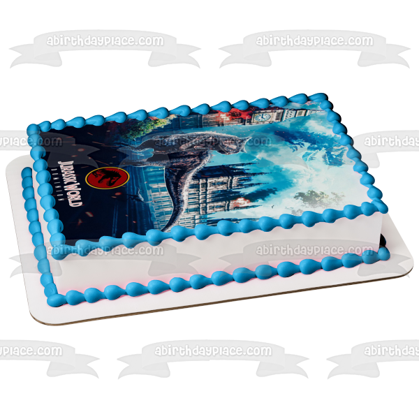 Jurassic World Dominion Dinosaurs Rule the Earth T-Rex Edible Cake Topper Image ABPID55530