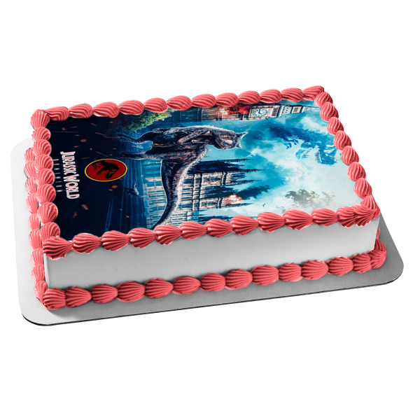 Jurassic World Dominion Dinosaurs Rule the Earth T-Rex Edible Cake Topper Image ABPID55530