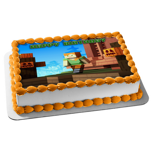 Minecraft Alex Jack-O-Lanterns Edible Cake Topper Image ABPID55533