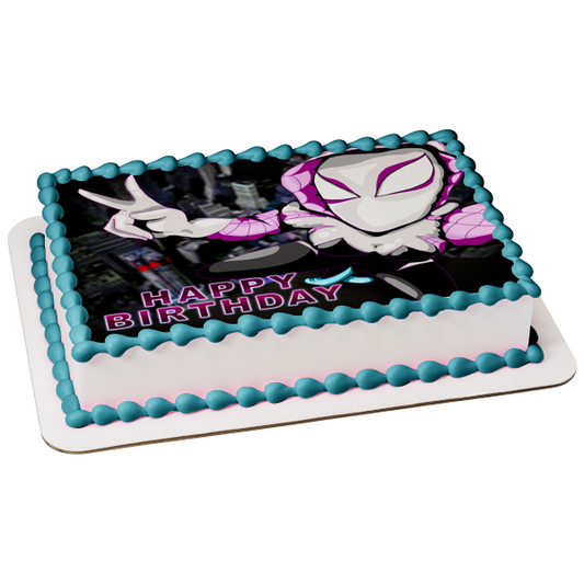 Marvel Comics Spider-Gwen Parkour Edible Cake Topper Image ABPID55537