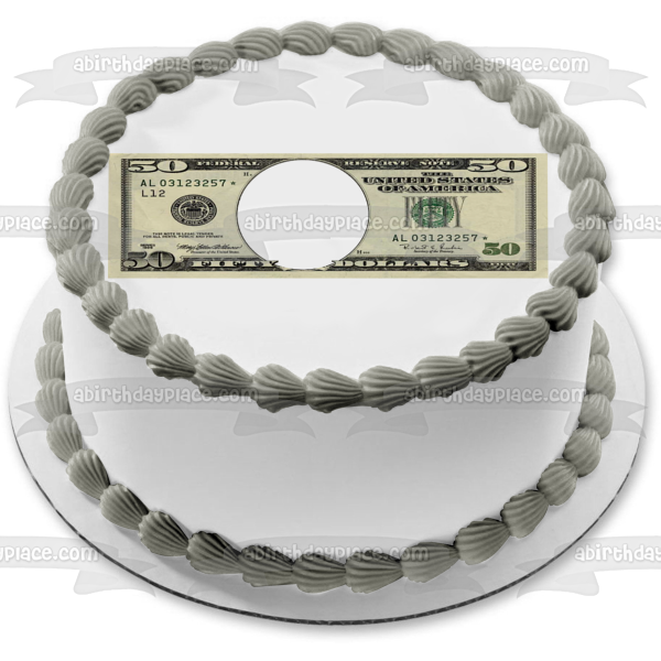 50 Dollar Bill the United States of America Edible Cake Topper Image Frame ABPID09361