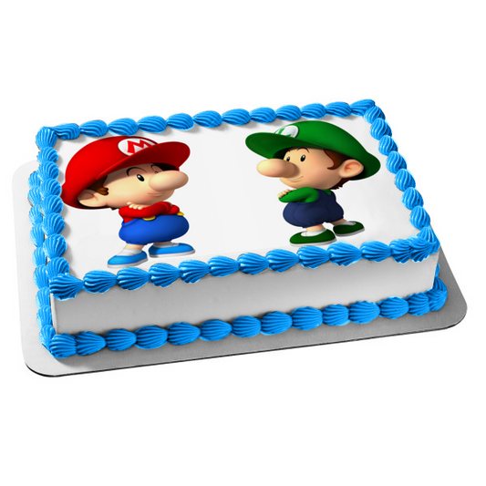 Baby Mario y Baby Luigi Nintendo Videojuego Edible Cake Topper Imagen ABPID09394 