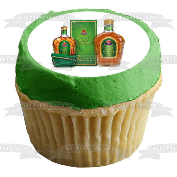 Crown Royal Regal Apple Flavored Whiskey Bottles and Box Edible Cake Topper Image ABPID09548