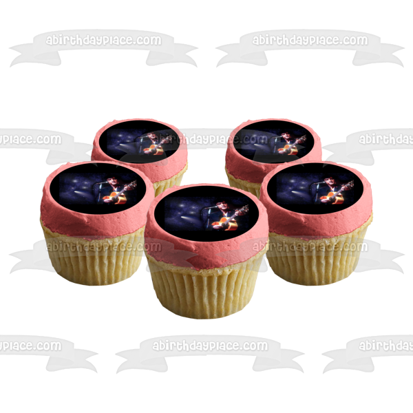 Elvis Music Starry Night Sky Background Edible Cake Topper Image ABPID09160