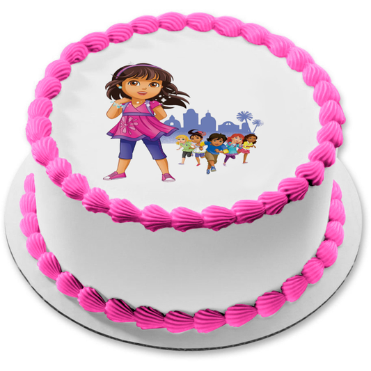 Dora and Friends Naiya Pablo Alana Kate La Sirena Mala Edible Cake Topper Image ABPID09696