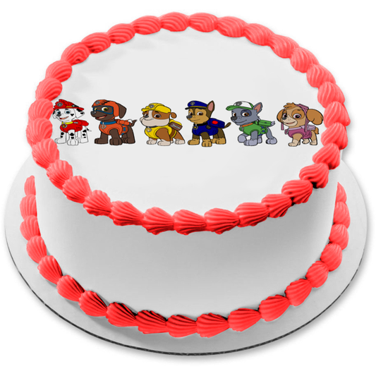 Paw Patrol Chase Everest Skye Zuma Marshall Rocky Edible Cake Topper Image ABPID09750