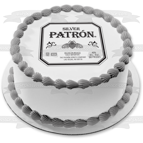 Silver Patrón Tequila the Patron Spirits Company Las Vegas Nevada Edible Cake Topper Image ABPID09190