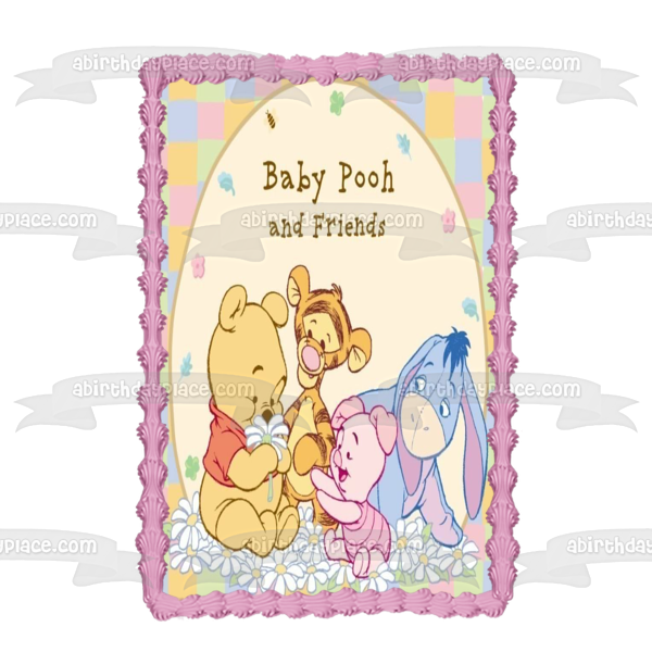 Disney Winnie the Pooh Baby Pooh and Friends Pooh Bear Tigger Piglet Eeyore Edible Cake Topper Image ABPID09205