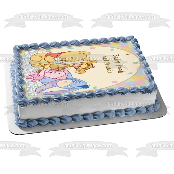 Disney Winnie the Pooh Baby Pooh and Friends Pooh Bear Tigger Piglet Eeyore Edible Cake Topper Image ABPID09205
