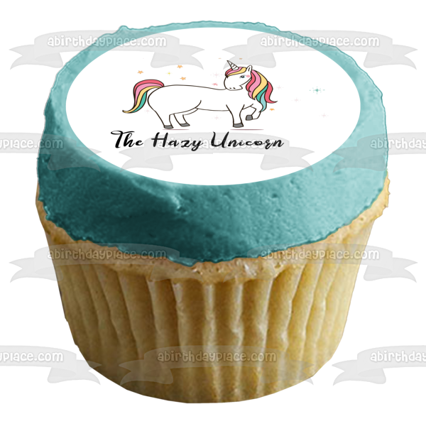 The Hazy Unicorn Stars Colorful Edible Cake Topper Image ABPID09972