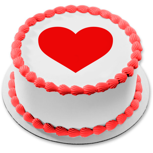 Red Heart Edible Cake Topper Image ABPID10078