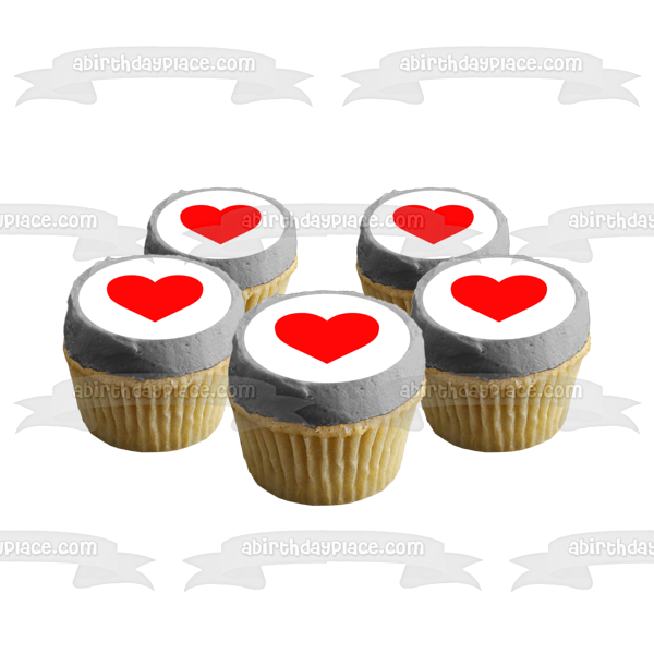 Red Heart Edible Cake Topper Image ABPID10078