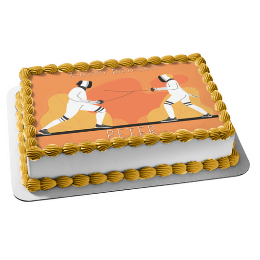 Fencing Sport Illustration Edible Cake Topper Image ABPID55556