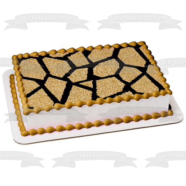 Gold and Black Giraffe Print Edible Cake Topper Image or Strips ABPID55557