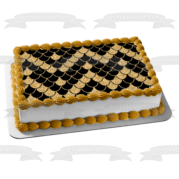 Gold and Black Scales Pattern Edible Cake Topper Image or Strips ABPID – A  Birthday Place