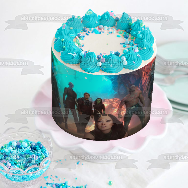 Guardians of the Galaxy Rocket Racoon Yondu Gamora Thanos Edible Cake Topper Image ABPID10139