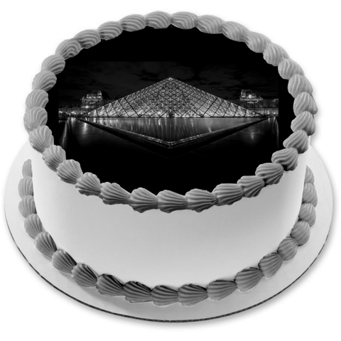 Louvre Museum Black and White World's Largest Art Museum Edible Cake Topper Image ABPID10221