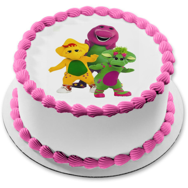 Barney the Dinosaur Super Dee Duper Edible Cake Topper Image ABPID09288