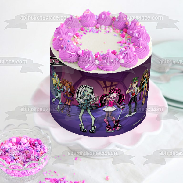 Mattel Monster High Frankie Stein Draculaura Clawdeen Wolf Cleo De Nile Lagoona Blue Edible Cake Topper Image ABPID09289