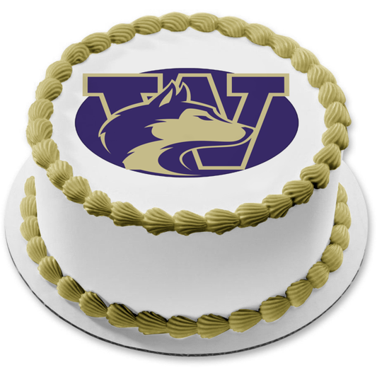 University of Washington Huskies Logo NCAA Edible Cake Topper Image ABPID10329