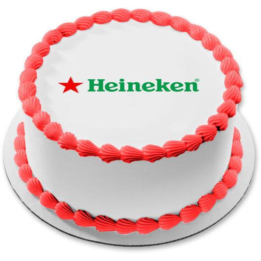 Heineken Logo Red Star Edible Cake Topper Image ABPID10536
