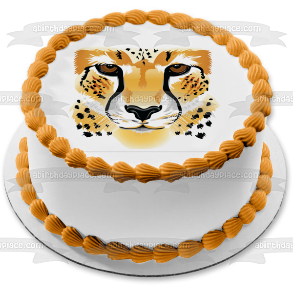 Cheetah Face Edible Cake Topper Image ABPID10575