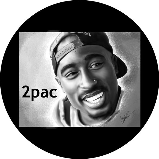 2 Pac Tupac Black and White Photo Edible Cake Topper Image ABPID10356