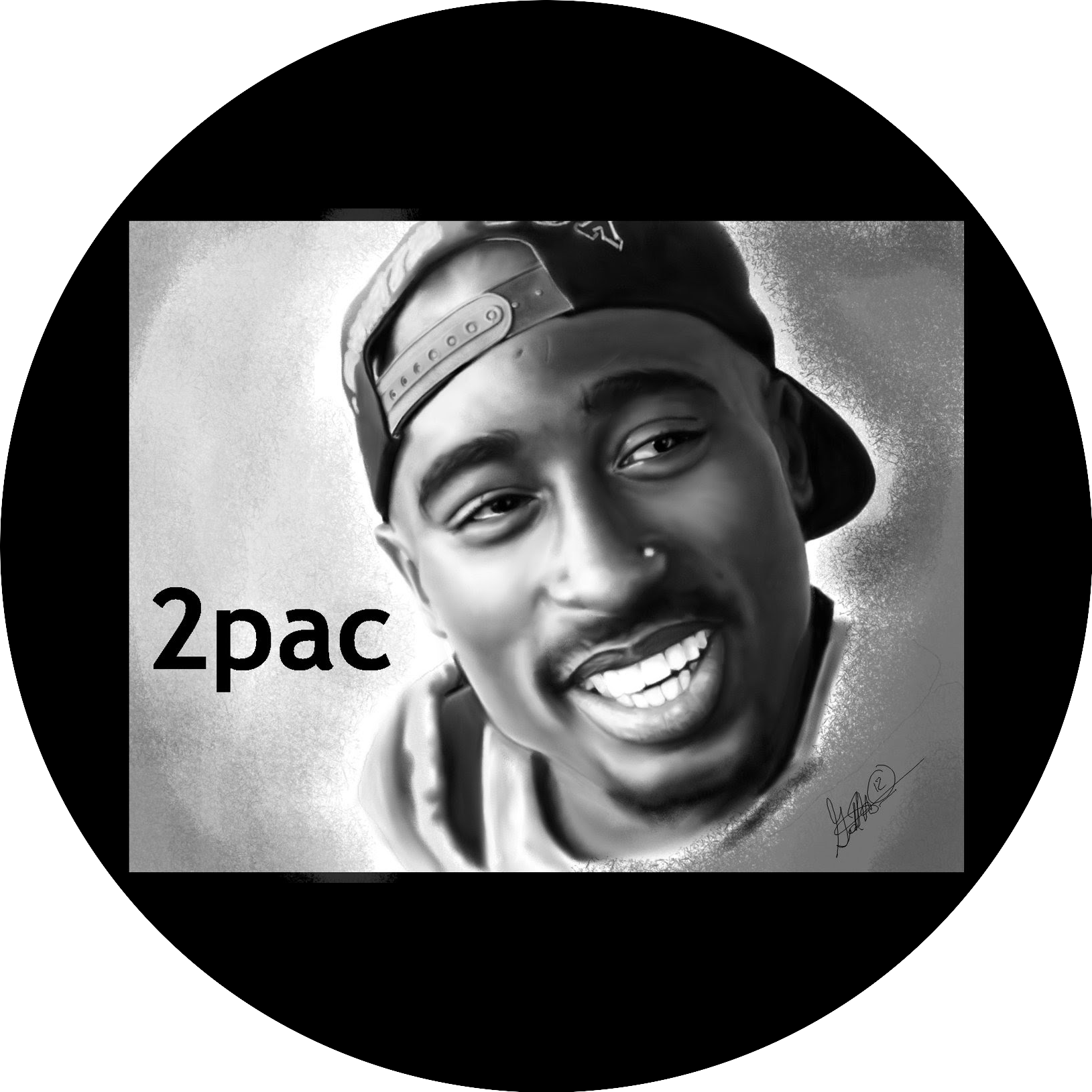 2 Pac Tupac Black and White Photo Edible Cake Topper Image ABPID10356