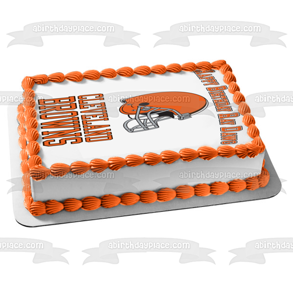 Cleveland Browns Orange Logo Football Helmet NFL Edible Cake Topper Image ABPID10463