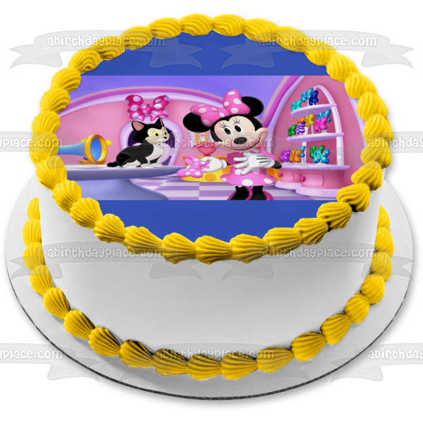 Disney Minnie Mouse Pet Cat Hair Bow Shelf Edible Cake Topper Image ABPID10481