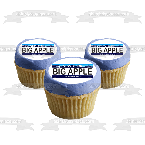 New York License Plate Big Apple the Empire State Edible Cake Topper Image ABPID10505