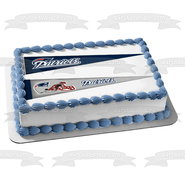 NFL New England Patriots Pennants Logo Edible Cake Topper Image ABPID10954