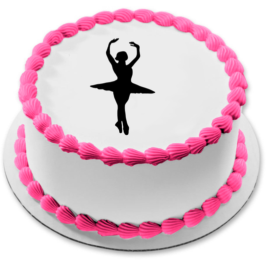 Ballerina Ballet Dance Silhouette Edible Cake Topper Image ABPID55594