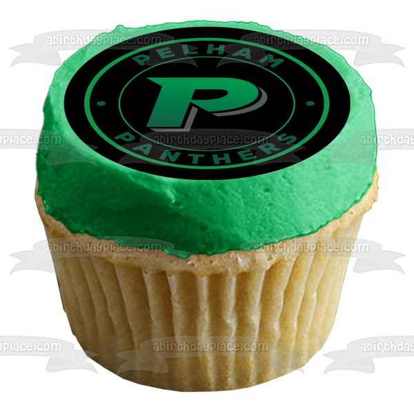 Pelham Panthers Team Logo Green and Black Edible Cake Topper Image ABPID55680