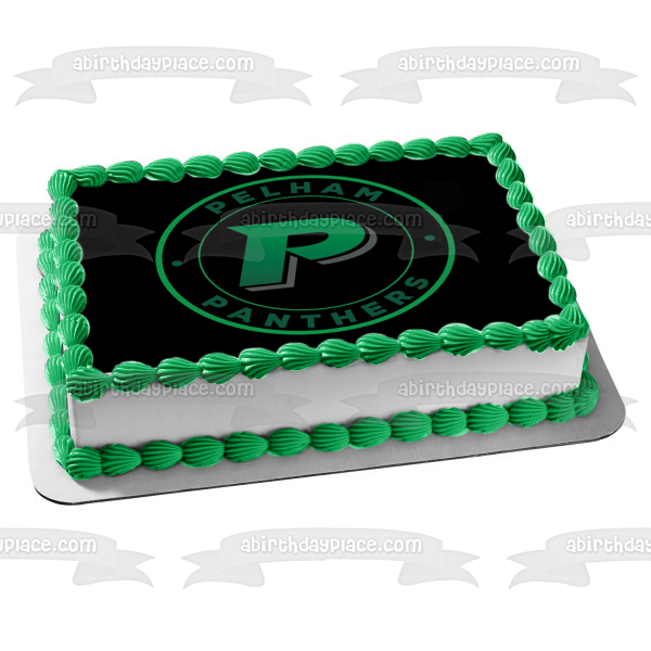 Pelham Panthers Team Logo Green and Black Edible Cake Topper Image ABPID55680