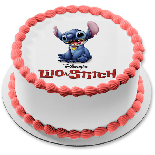 Disney Lilo and Stitch Stitch Smiling Edible Cake Topper Image ABPID11060