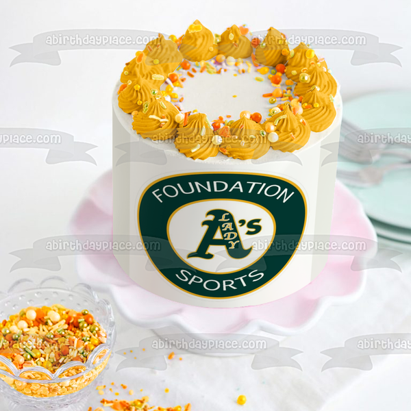 Oakland Athletics Ladies Logo Edible Cake Topper Image ABPID11308