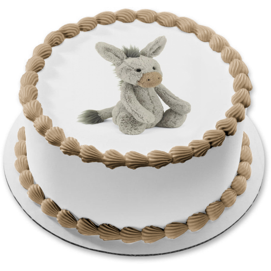 Plush Bashful Donkey Edible Cake Topper Image ABPID11087