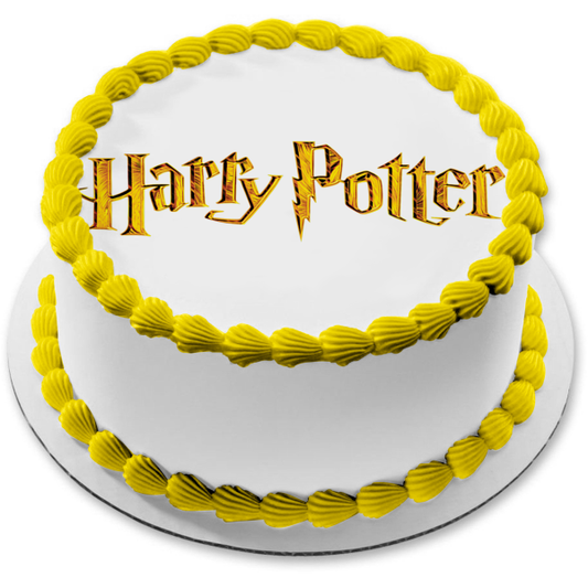 Adorno comestible para tarta con logotipo dorado de Harry Potter, imagen ABPID11327 
