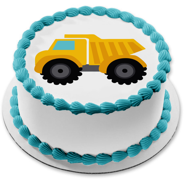 Construction Equipment Dump Truck Edible Cake Topper Image ABPID11144