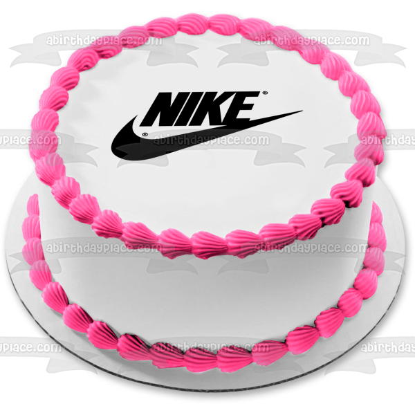 Nike Swoosh Black Logo Edible Cake Topper Image ABPID11386