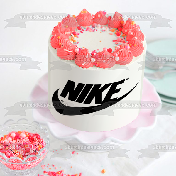 Nike Swoosh Black Logo Edible Cake Topper Image ABPID11386