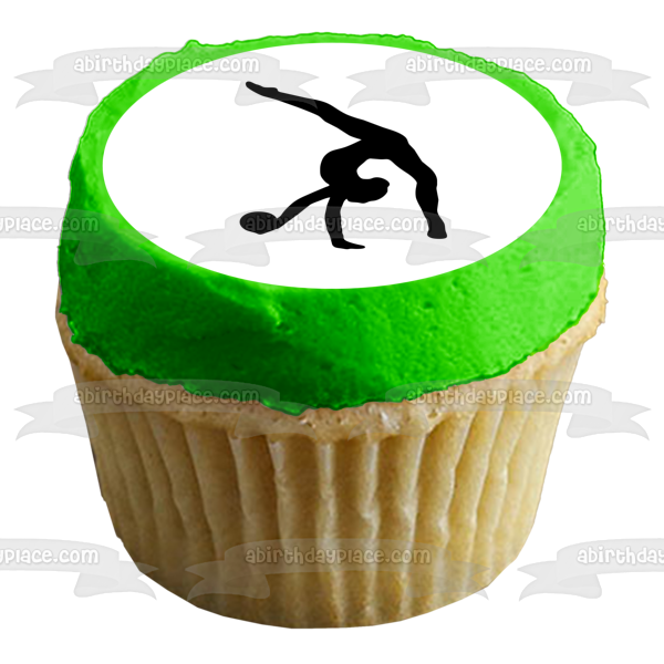 Gymnast Silhouette Edible Cake Topper Image ABPID11399