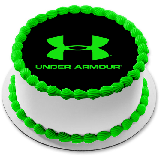 Under Armour Logotipo verde Fondo negro Imagen comestible para decoración de tarta ABPID11402 